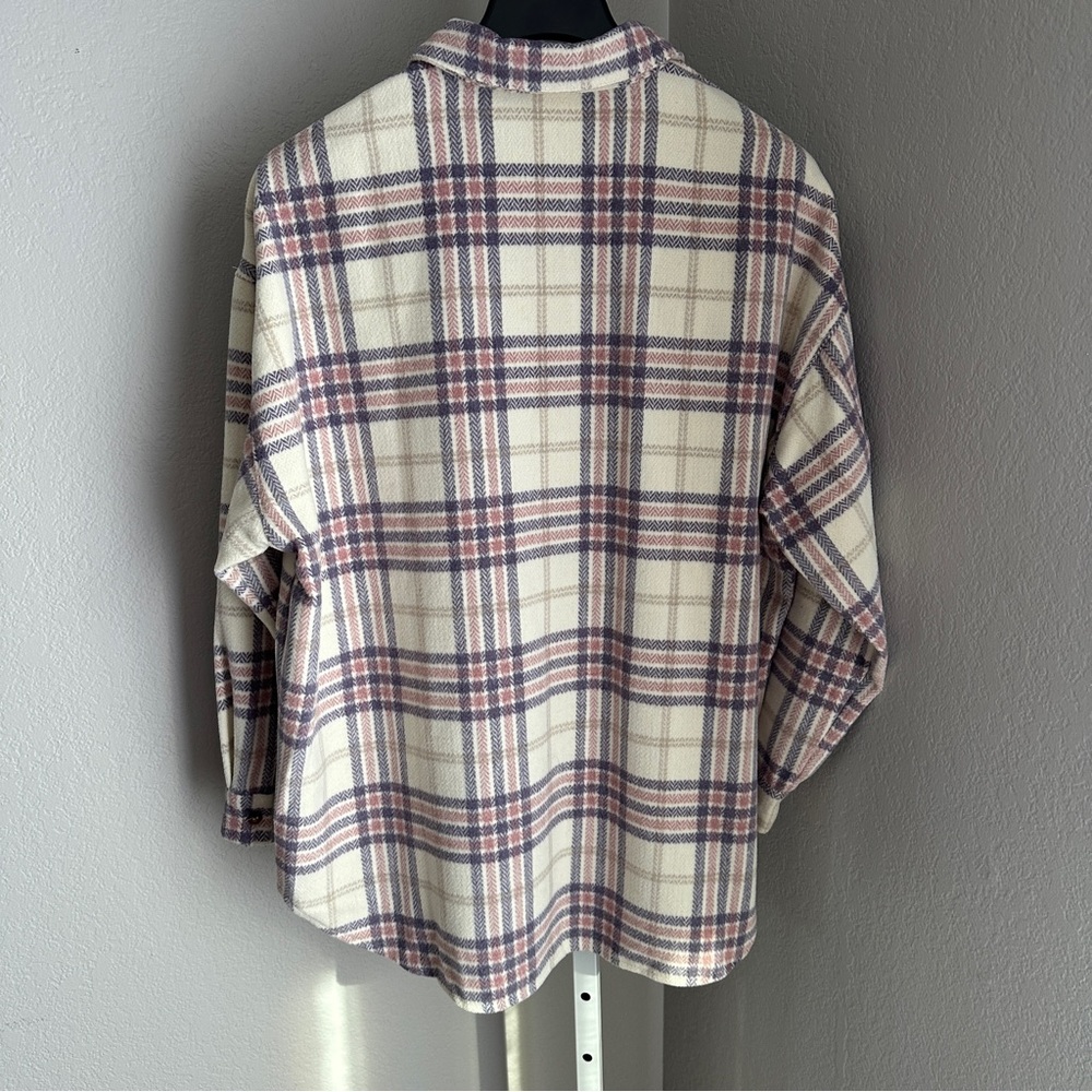 Style Rack Wool Blend Plaid Shacket Oversized L - Picture 5 of 7